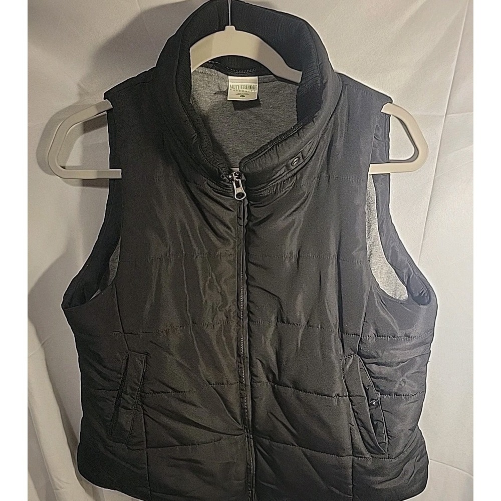 Motherhood Maternity, Winter Vest, Black Quilted Grey Cotton Lining Water Resist